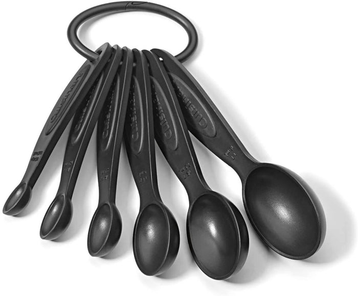 Cuisinart Measuring Spoons (Set of 6) comes in 1, 1/2, 1/4, 1/8 teaspoon and 1, 1/2 tablespoon sizes and are kept neatly together on a storage ring. They have a soft-grip thumb rest and are dishwasher safe for easy clean-up - CU-CTG-00-MP Elegant AccScents