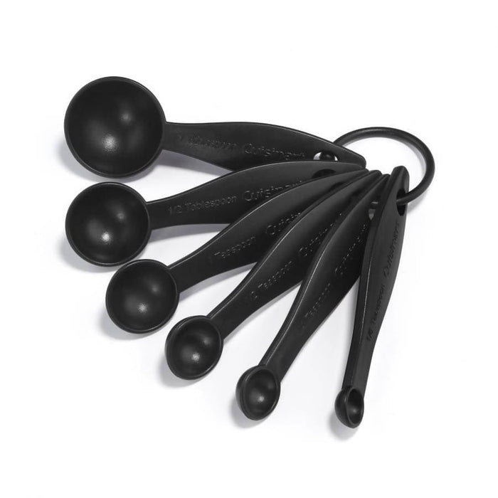 Cuisinart Measuring Spoons (Set of 6) comes in 1, 1/2, 1/4, 1/8 teaspoon and 1, 1/2 tablespoon sizes and are kept neatly together on a storage ring. They have a soft-grip thumb rest and are dishwasher safe for easy clean-up - CU-CTG-00-MP Elegant AccScents