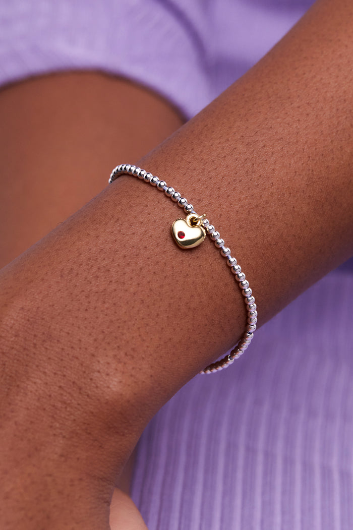 CZ Heart Padlock Bracelet