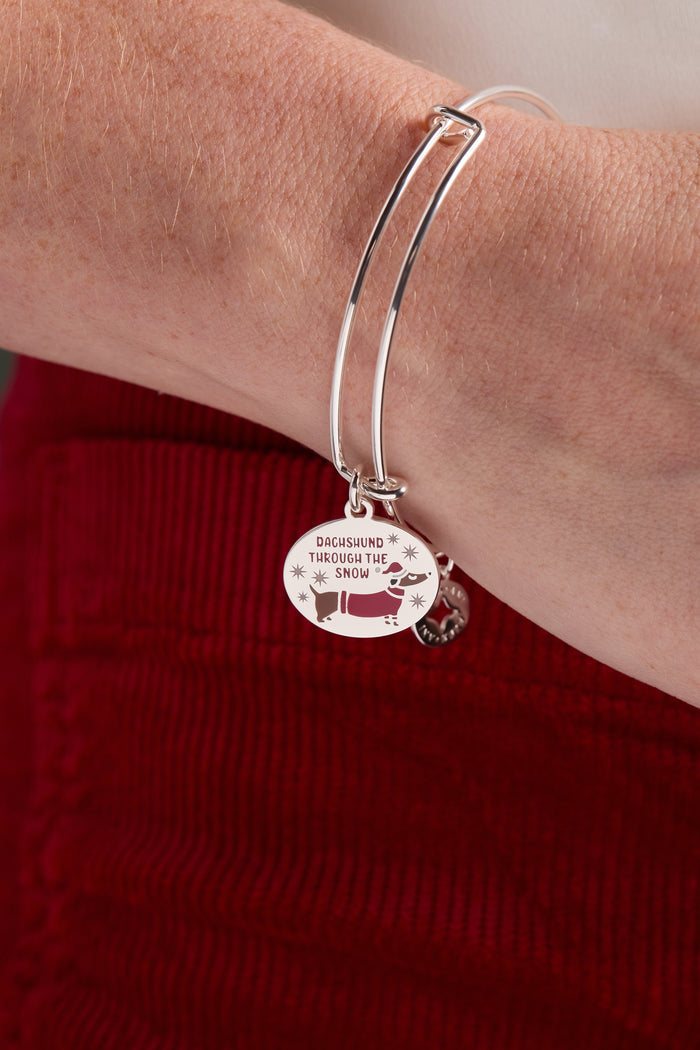 'Dachshund Through The Snow' Dog Charm Bangle