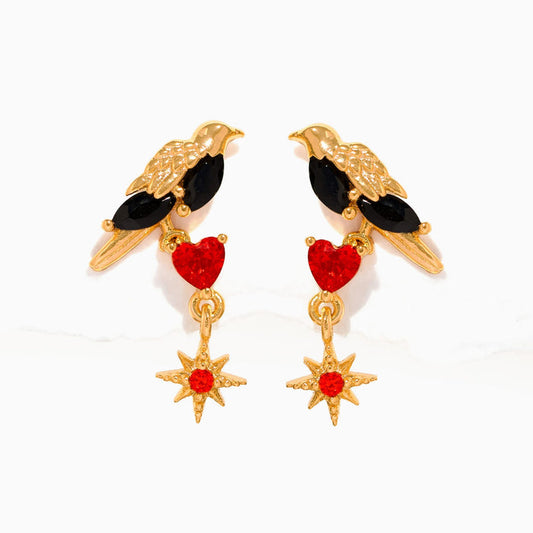 Dark Heart Crow Earrings
