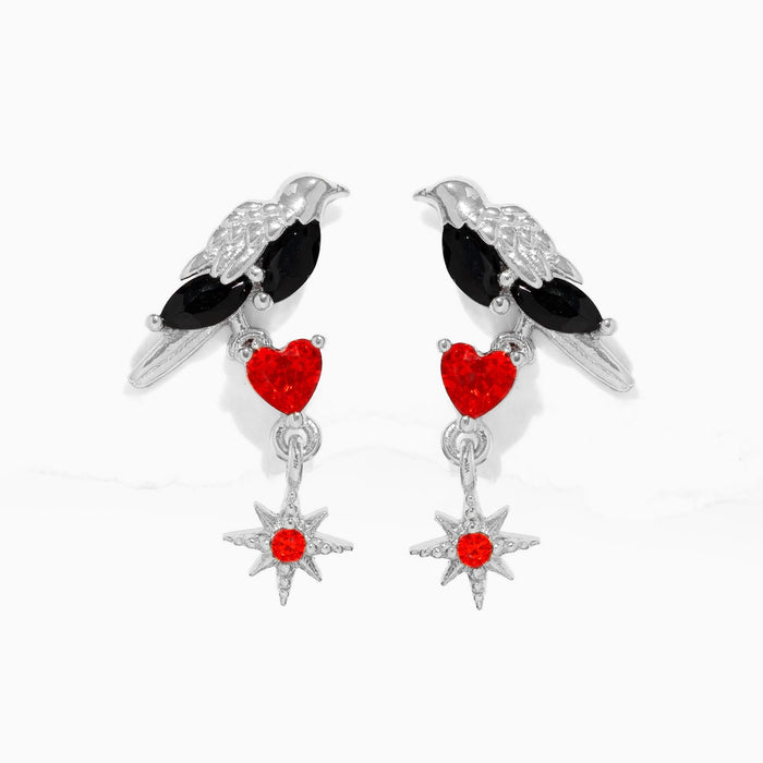 Dark Heart Crow Earrings