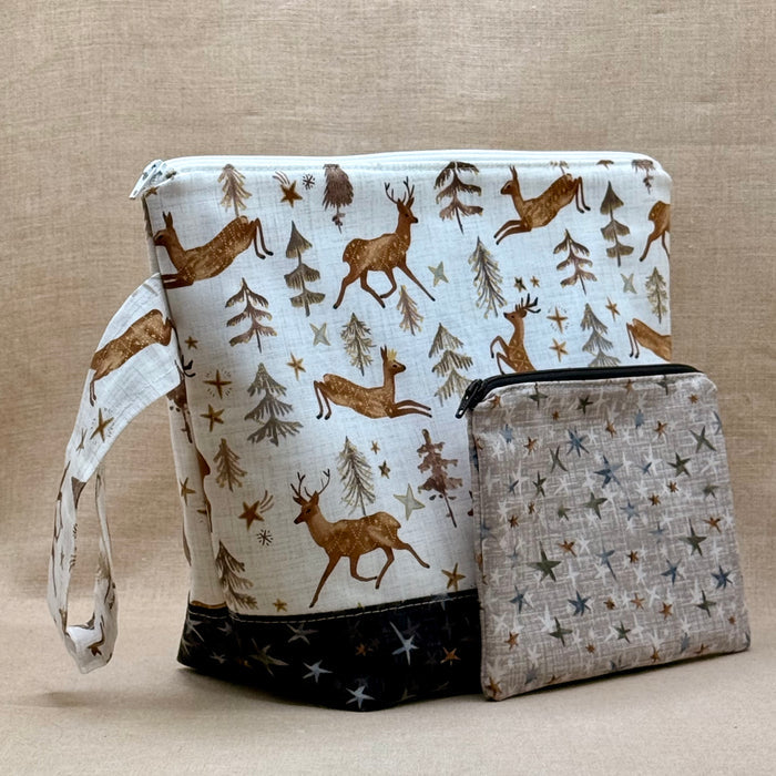 Dashers & Prancers - Project Bag with Coordinating Notions Pouch