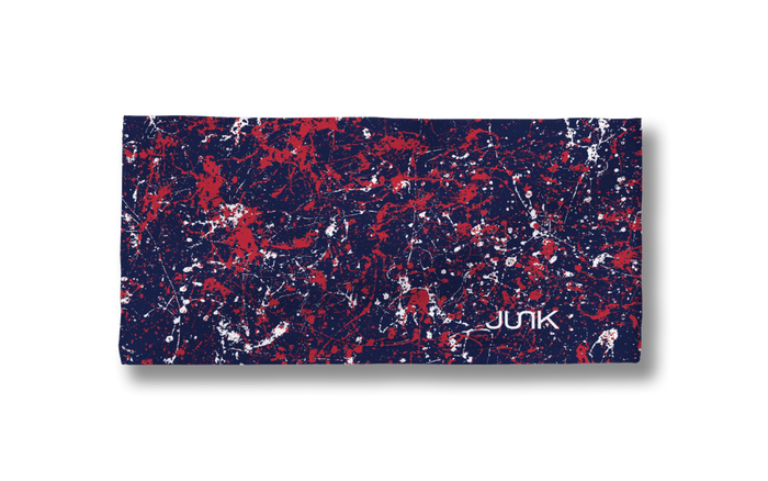 Deep Steel Blue Red Splatter Big Bang Lite Headband - View 3