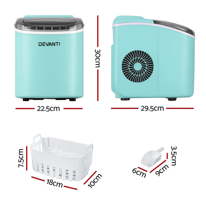 Devanti 12kg Ice Maker Machine w/Self Cleaning Green - Devanti