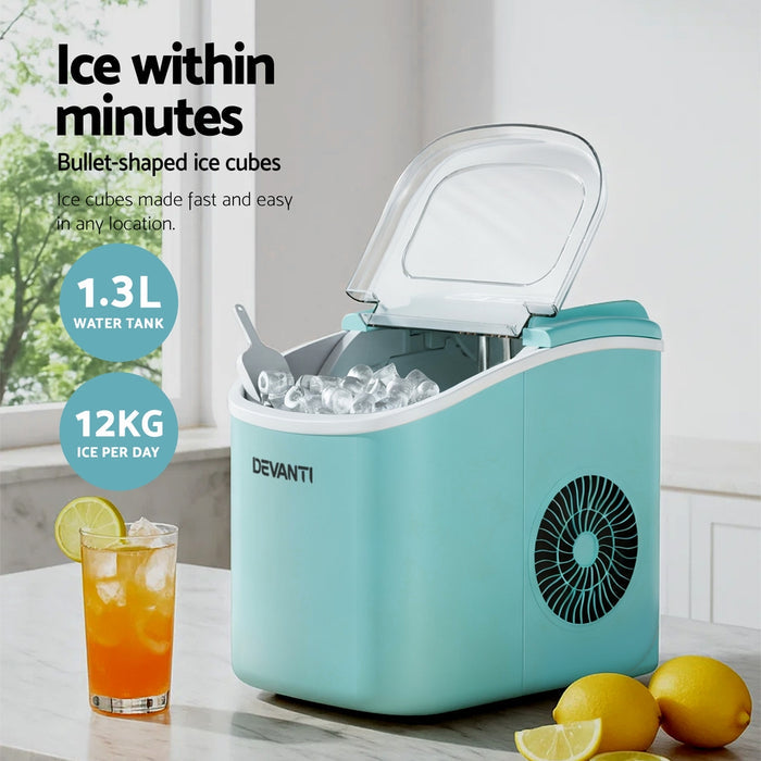 Devanti 12kg Ice Maker Machine w/Self Cleaning Green - Devanti