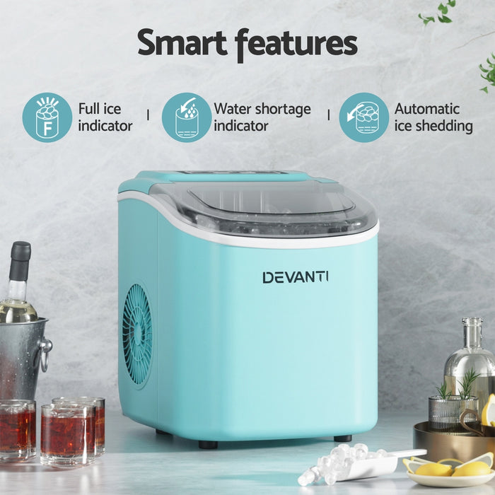 Devanti 12kg Ice Maker Machine w/Self Cleaning Green - Devanti
