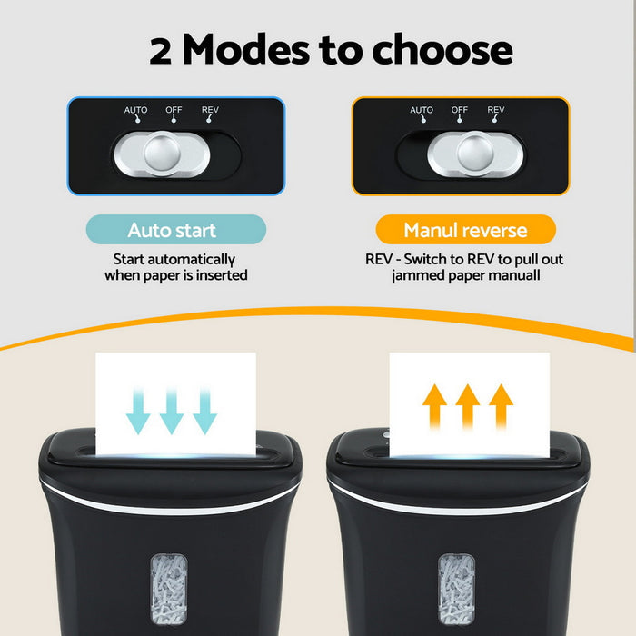 Devanti 12L Cross-Cut Shredder 8-Sheet Paper Home Office Credit Card - Devanti