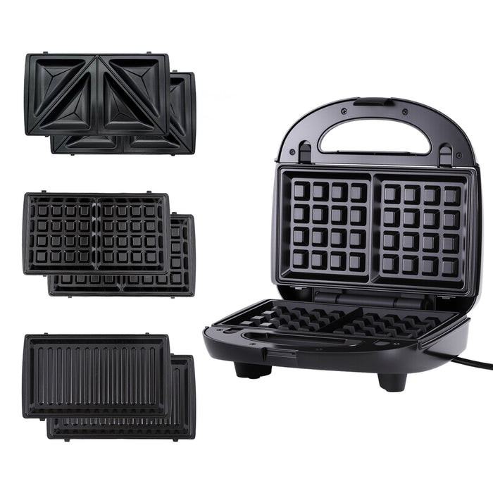 Devanti 3-in-1 Sandwich Press Waffle Maker Panini Press Grill 850W - Devanti