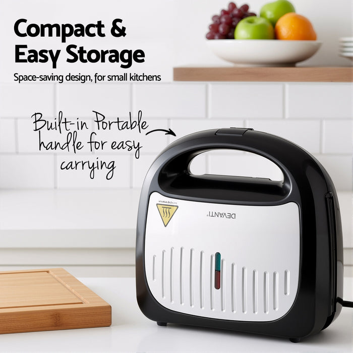 Devanti 3-in-1 Sandwich Press Waffle Maker Panini Press Grill 850W - Devanti