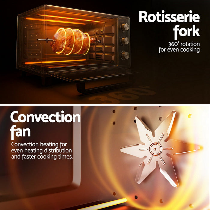 Devanti 30L Convection Oven Electric Fryer Ovens 1600W - Devanti