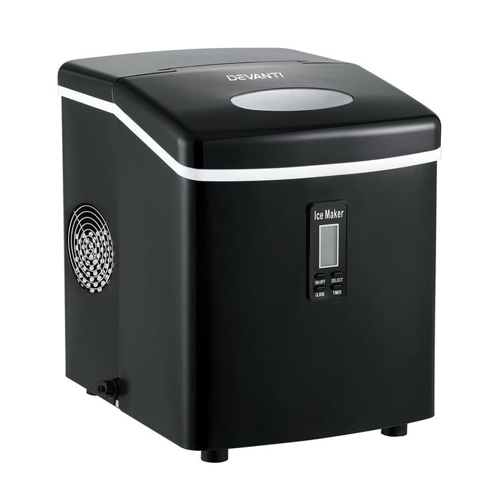DEVANTI 3.2L Portable Ice Cube Maker Machine Benchtop Counter Black -Home Living Store - -