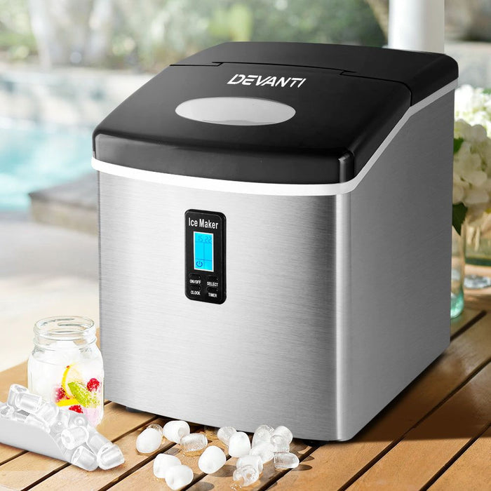 Devanti 3.2L Stainless Steel Portable Ice Cube Maker -Home Living Store - -