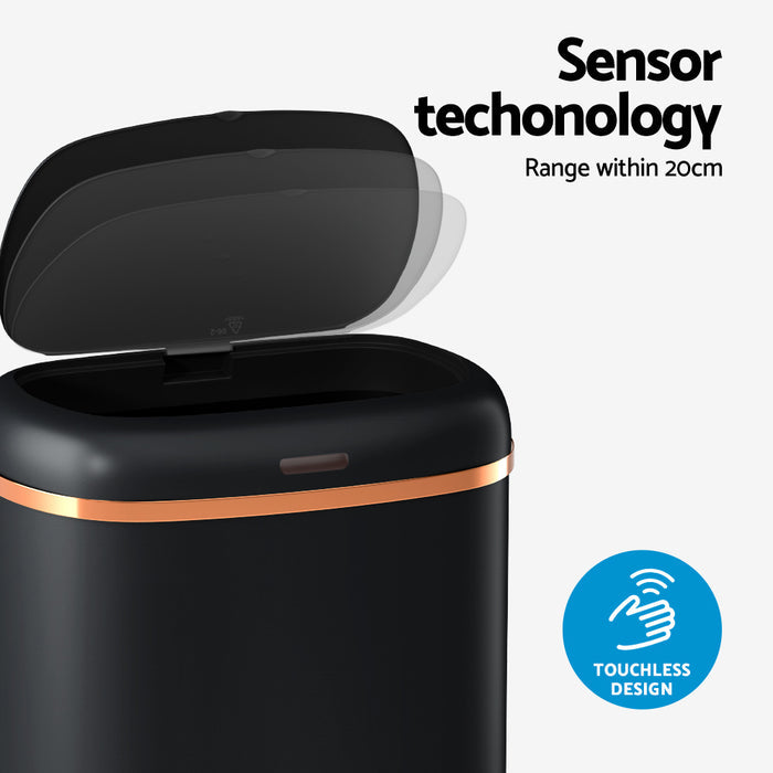 Devanti 38L Motion Sensor Bin Rubbish Automatic Black - Devanti
