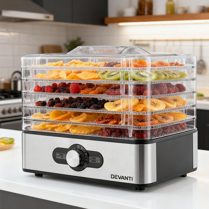 Devanti 5 Trays Food Dehydrator Stainless Steel Tray - Devanti