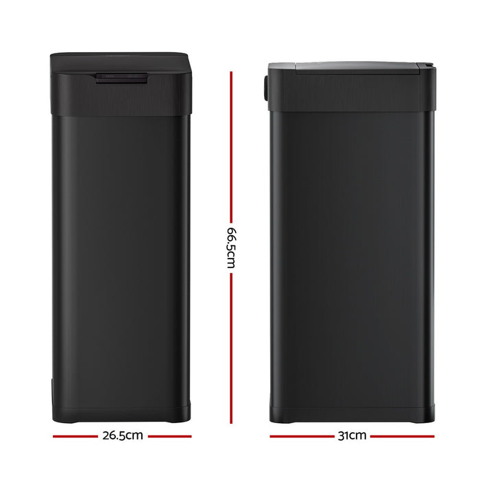 Devanti 50L Sensor Bin Motion Rubbish Bins Kitchen Automatic Trash Can Black - Devanti