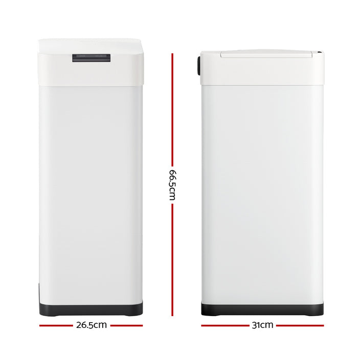 Devanti 50L Sensor Bin Motion Rubbish Bins Kitchen Automatic Trash Can White - Devanti