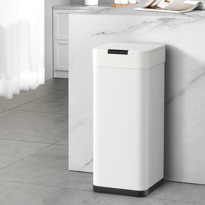 Devanti 50L Sensor Bin Motion Rubbish Bins Kitchen Automatic Trash Can White - Devanti