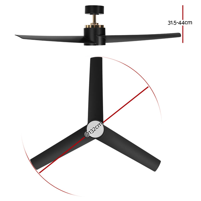 Devanti 52 Ceiling Fan DC Motor w/Light w/Remote - Black - Devanti