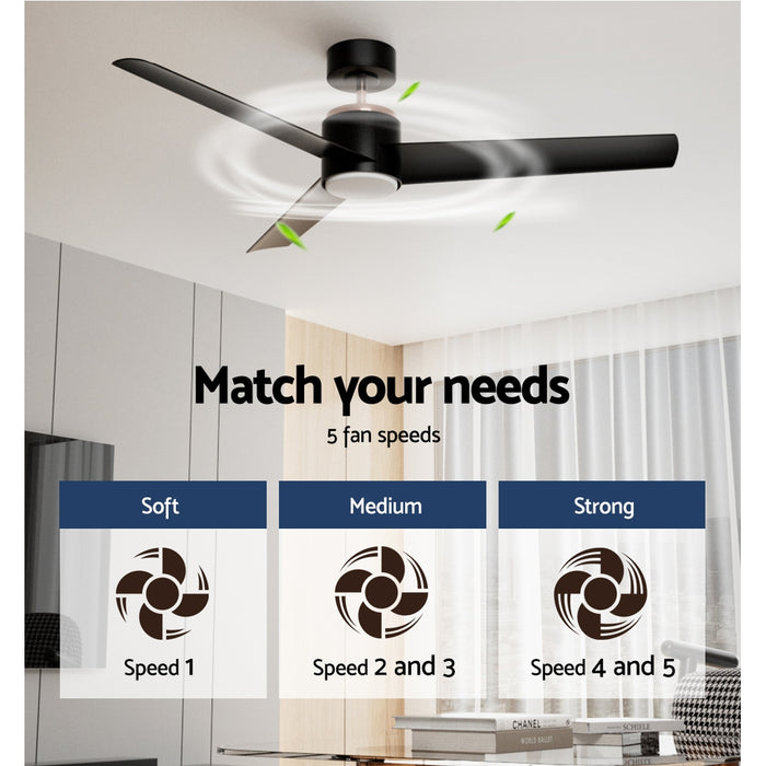 Devanti 52 Ceiling Fan DC Motor w/Light w/Remote - Black - Devanti
