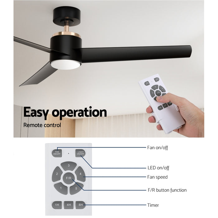 Devanti 52 Ceiling Fan DC Motor w/Light w/Remote - Black - Devanti