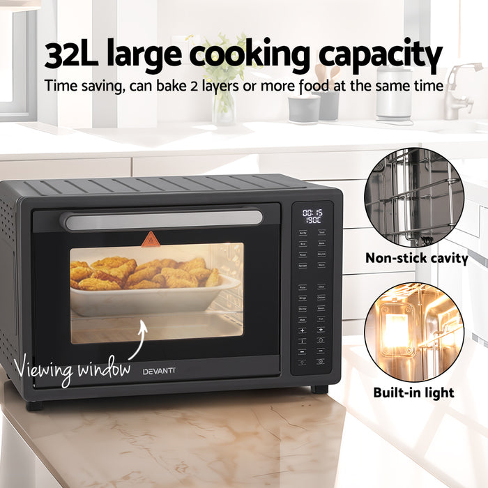 Devanti Air Fryer 32L W/ LCD Touch Oven 1700W - Devanti