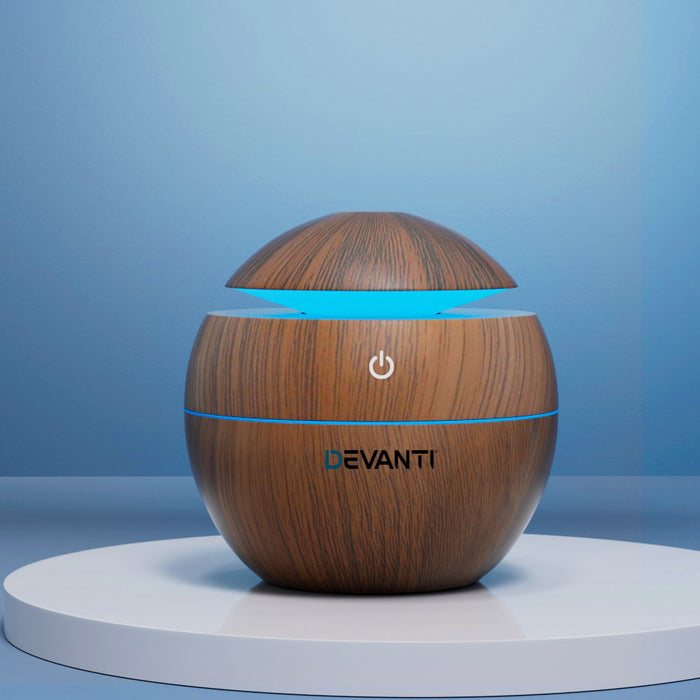 Devanti Aroma Diffuser Aromatherapy Dark Wood 130ml - Devanti