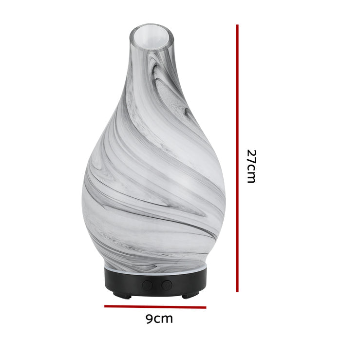 Devanti Aromatherapy Aroma Diffuser Essential Oil Humidifier LED Glass Marble - Devanti