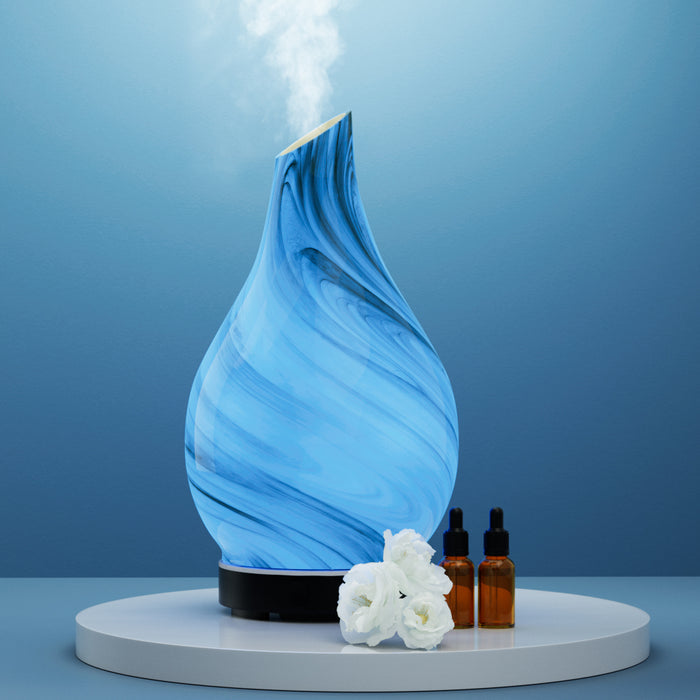Devanti Aromatherapy Aroma Diffuser Essential Oil Humidifier LED Glass Marble - Devanti