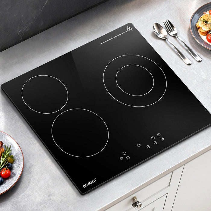 Devanti Electric Ceramic Cooktop 60cm Kitchen Cooker 4 Burner Hob Touch Control 5200W - Devanti