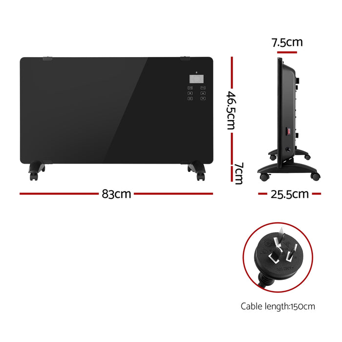 Devanti Electric Convection Heater Black 2000W - Devanti