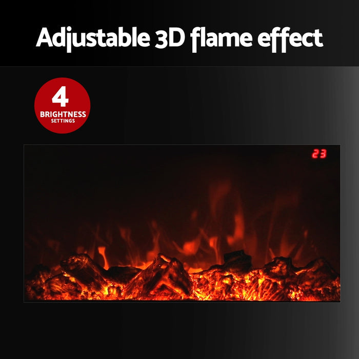 Devanti Electric Fireplace Fire Heater 2000W Black - Devanti