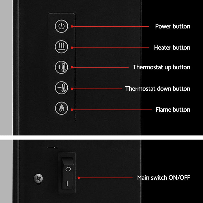 Devanti Electric Fireplace Fire Heater 2000W Black - Devanti