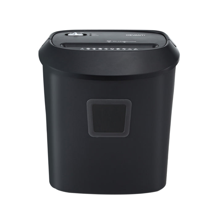 Devanti Electric Paper Shredder for Home Office 10 A4 Paper Sheet Cross-Cut Paper - Devanti