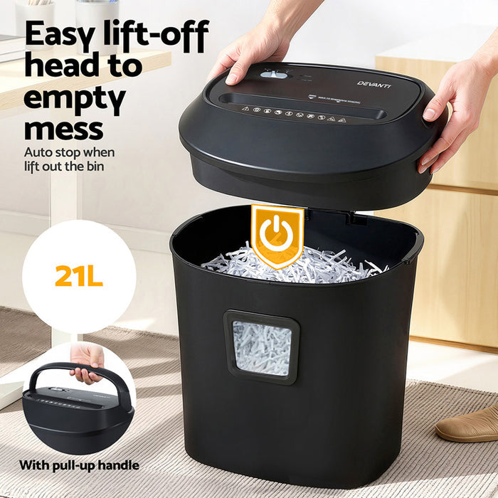 Devanti Electric Paper Shredder for Home Office 10 A4 Paper Sheet Cross-Cut Paper - Devanti