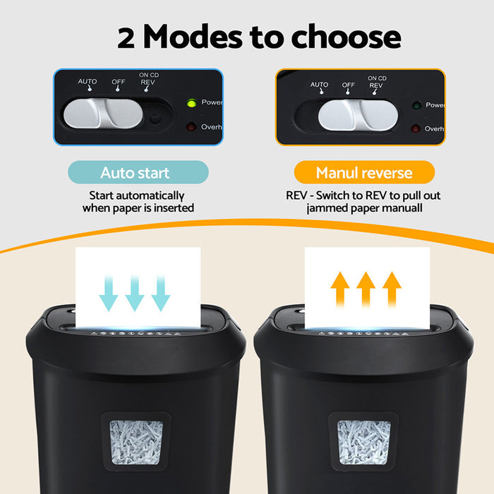 Devanti Electric Paper Shredder for Home Office 10 A4 Paper Sheet Cross-Cut Paper - Devanti