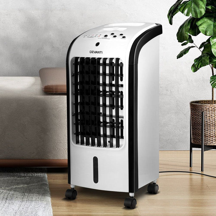 Devanti Evaporative Air Cooler Conditioner Portable 4L Cooling Fan Humidifier -Home Living Store - -