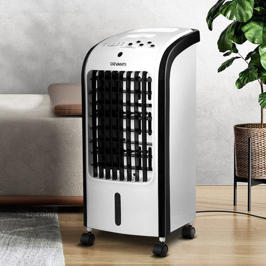 Devanti Evaporative Air Cooler Conditioner Portable 4L Cooling Fan Humidifier -Home Living Store - -