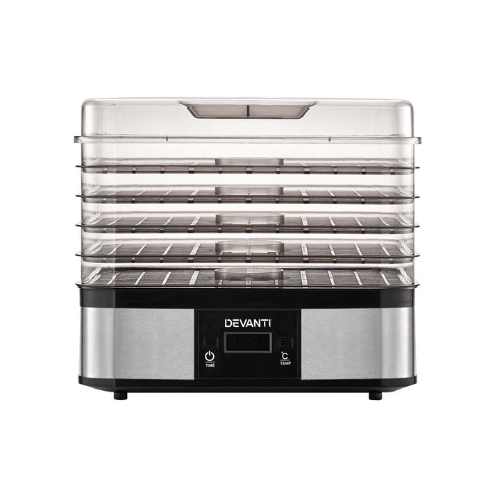 Devanti Food Dehydrator with 5 Trays - Silver -Home Living Store - -