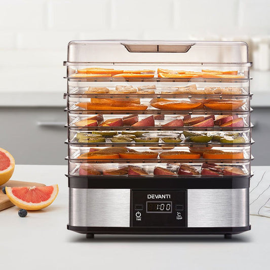 Devanti Food Dehydrator with 7 Trays - Silver -Home Living Store - -
