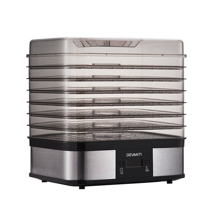Devanti Food Dehydrator with 7 Trays - Silver -Home Living Store - -