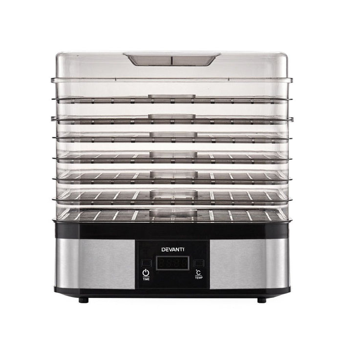 Devanti Food Dehydrator with 7 Trays - Silver -Home Living Store - -