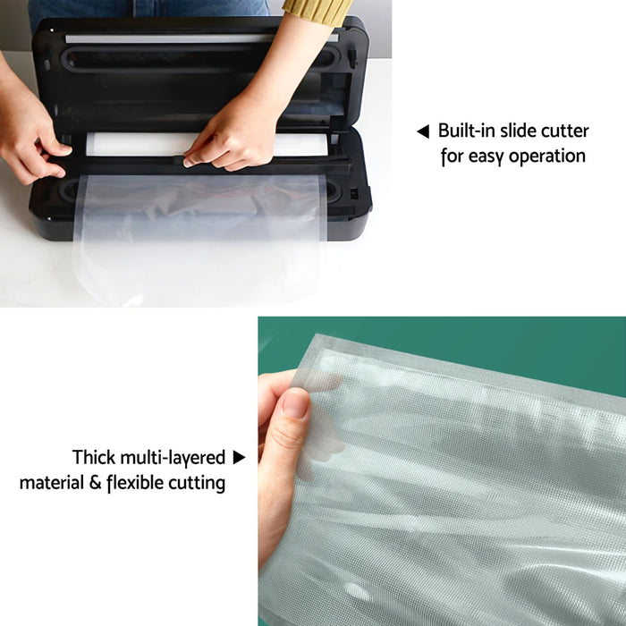 Devanti Food Vacuum Sealer Machine Auto Seal Cutter 5 Modes Storage Bags 28cm?6m 4 Roll - Devanti