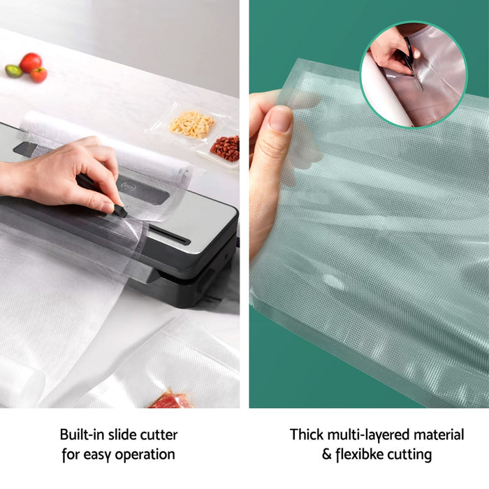Devanti Food Vacuum Sealer Machine Sealing Cutter 4 Modes Storage Bags 4 Rolls - Devanti