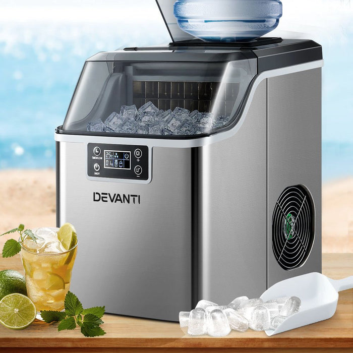Devanti Ice Maker Machine Commercial Portable Ice Cube Tray Countertop 3.2L -Home Living Store - -