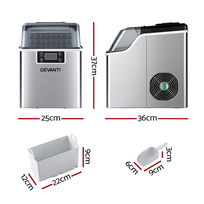 Devanti Ice Maker Machine Commercial Portable Ice Cube Tray Countertop 3.2L -Home Living Store - -