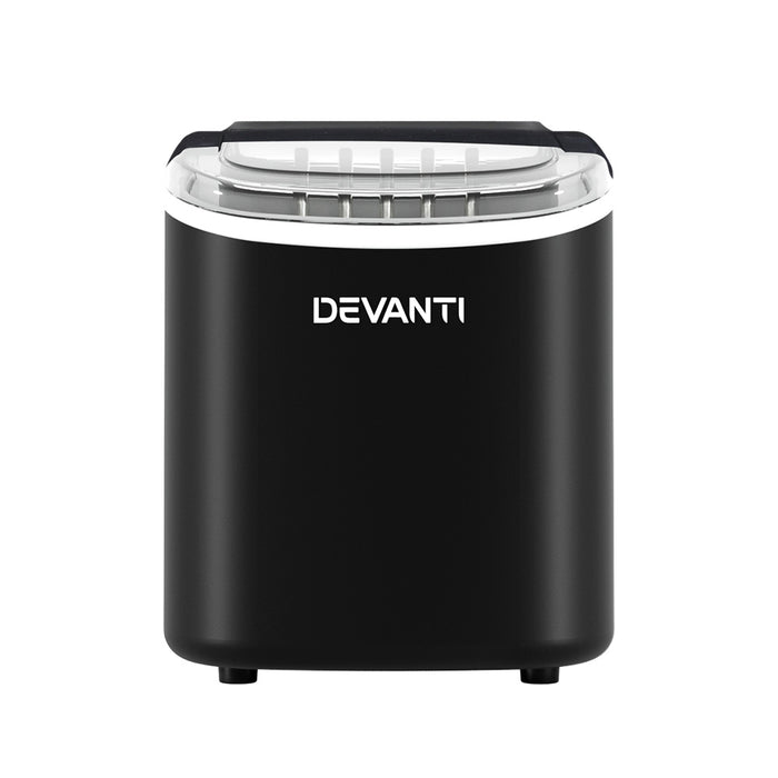 Devanti Portable Ice Maker Machine Ice Cube Tray 12kg Bar Countertop Black - Devanti