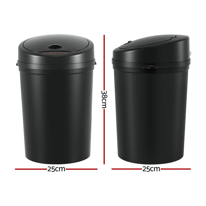 Devanti Sensor Bin Motion Rubbish Bins Kitchen Automatic Trash Can Black 9L - Devanti
