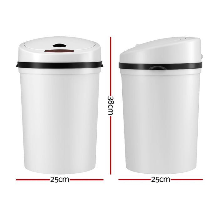 Devanti Sensor Bin Motion Rubbish Bins Kitchen Automatic Trash Can White 9L - Devanti