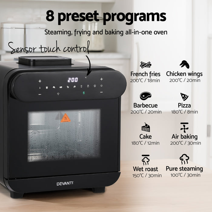 Devanti Steam Air Fryer Oven 15L W/ LCD Touch 1600W - Devanti